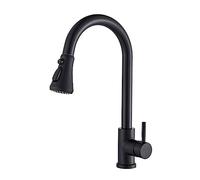 Pull-Down Kitchen Faucet, Matte Black, Dual Function Bathroom Sink Mixer Tap, Hot & Cold Water, Stream & Spray, Easy Installation, Modern Design
