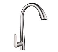 Pull-Down Kitchen Faucet, rotatable Brass Sink Faucet with showerhead, Telescopic Design, Gray Chrome Finish, Modern Kitchen Mixer tap, Suitable for Home a，Nero-