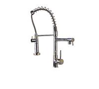 Pull-Down Kitchen Faucet, Spring Design, Swivel Spout, Ship Sink Mixer, Easy Install Hot & Cold Water Tap (Chrome Finish)