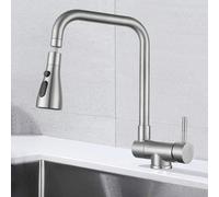 Pull-Down Kitchen Faucet Under Window, Brush h L-Sd Sink Mixer Tap, Foldable RV Kitchen Faucet, Single Handle Rotatable Design for Space-Saving