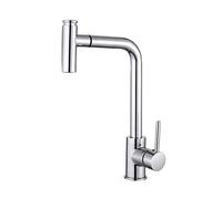 Pull Down Kitchen Faucet with Single Handle Rotatable Hot & Cold Telescopic 2 Spray Modes Chrome Plated Copper Beauty Ideal for Modern Sinks