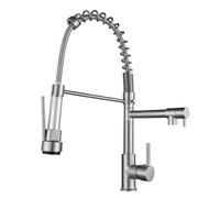 Pull-Down Kitchen Faucet with Spring 2 Spray Modes Hot & Cold Water Brushed Stainless Steel Easy Installation Modern Design for Home & Restaurant