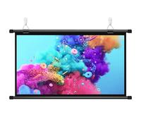 Pull Down Projector Screen with Hooks, Portable Video Projection Screen Movie Screens, Wall Mounted 16:9 Wide-Angle Screen, Manual Pull Down System, Easy to Roll Up And Store, Light Projector Screen(4