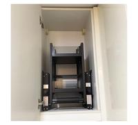 Pull Down Shelf for Upper Cabinets, 2 Tier Kitchen Organizer, Drop Down Spice Rack for Snacks Utensils Storage