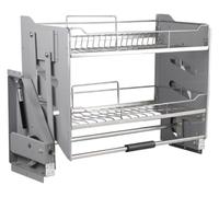 Pull Down Shelf Organizer, Stainless Steel Lifting Basket for Kitchen Cabinets, Spice and Dish Drying Rack, Efficient Storage Solution