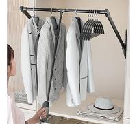 Pull Down Wardrobe Clothes Rail - Sliding Wardrobe Closet Rod, Liftable Clothes Rail For 51-120cm Wardrobe, Adjustable Width Clothes Rack, Clothes Hanger Rail For Cabinet Soft Return ( Size : 85-120cm