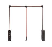 Pull-down Wardrobe Rod, Hanger Guide Rail, Soft Return Pneumatic Buffer Storage System, Space-saving, 20kg Load Capacity(Brown,920-1250mm)