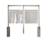 Pull-down Wardrobe Rod, Telescopic Rail, Adjustable Width, Hydraulic Cushion Storage System, Reset, Space-saving, Load Capacity 25 Kg(Grey,890-1200mm)