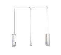 Pull-down Wardrobe Rod,two-way Buffer Clothes Hanging In the Closet, Adjustable Horizontal , Slow-down Lifting Save Space(Color1,660-890mm)