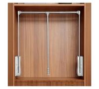 Pull-down Wardrobe Rod,Two-way Buffer Heavy-duty Wardrobe Hanger Adjustable Crossbar Wardrobe Lift Track Organizer,for Cabinet Storage System Side Mounting(Black,650-850mm)