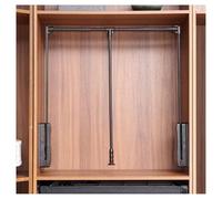 Pull-down Wardrobe Rod,Two-way Buffer Heavy-duty Wardrobe Hanger Adjustable Crossbar Wardrobe Lift Track Organizer,for Cabinet Storage System Side Mounting(Silver,510-650mm)