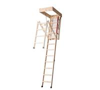 Pull Down Wooden Loft Ladder/Timber Deluxe 3-Section Attic Ladder with Insulated Hatch, Made in Denmark with Wood Supporting Responsible Forestry FCS C022300 1200mm x 700mm