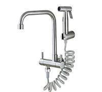 Pull-Faucet with Bidet Sprayer, Dual Control, 304 Stainless Steel, Swivel & Extendable, Horizontal Cold Water Set for Enhanced Kitchen Experience