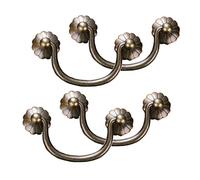 Pull Handle,4 Pieces Vintage Drawer Pull Handles, Hole Center 70mm, 80mm, Antique Brass Cabinet Door Furniture Handles, Screws For Cabinet Drawer Cabinet Kitchen Decoration, Brass Color, Bronze Color