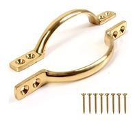 Pull Handle Brass 125mm Solid Brass Bow Handle Sliding Barn Door Handle for Furniture or Sash Window Frames Cabinet Drawer Cupboard Knobs Pack of 2.