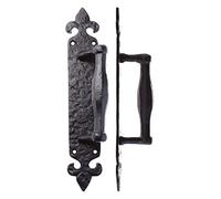 Pull Handle on Fleur De LYS Backplate - Black