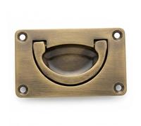 Pull Handle, Recessed Flip-Up Door Pull for Cabinet Drawer Brass Hidden Handle with Fold-Down Ring, Bronze Finish, 3in, Easy Mounting Drawer