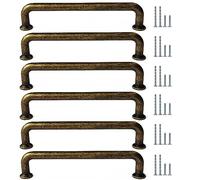 Pull Handles, Set of 6 Door Handles, Deep Antique Brass, Cabinet Handles for Kitchen Cupboards and General Furniture by FFF. (128mm Between fixings)