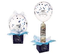 Pull Money Balloon Box for Cash Gift, Funny Happy Birthday Surprise Set with Balloons, Ribbon, Holder - Surprising Birthday Money Box Pull Out Gifts for Girlfriend, Wife (Blue)