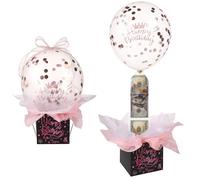 Pull Money Balloon Box for Cash Gift, Funny Happy Birthday Surprise Set with Balloons, Ribbon, Holder - Surprising Birthday Money Box Pull Out Gifts for Girlfriend, Wife (Pink)