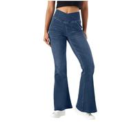 Pull on Flare Jeans for Women Stretchy Elastic High Waisted Bell Bottom Jeans Skinny Boot Cut Jeans Legging Y2k Jeggings
