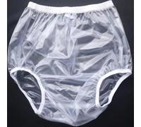 Pull-on Plastic Pants for Adults with Incontinence, Transparent PVC High-Waist Briefs, Reusable Elderly Diapers, Soft Noiseless Adult Incontinence Plastic Diapers,XL,2 Pcs