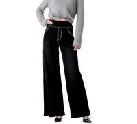 Pull On Wide Leg Jeans for Women High Waisted Jeans Trouser Plus Size Denim Baggy Trousers Stretch Harem Pants Loose Fit Elastic Waist Jeans Casual Comfy Trousers Womens Slim Fit Denim with Pockets