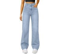 Pull on Wide Leg Jeans for Women UK - High Waisted Pull On Stretch Comfy Trousers Casual Denim Pants with Pockets | No Hemming Needed, Perfect Ankle Grazer