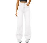Pull on Wide Leg Jeans for Women UK - High Waisted Pull On Stretch Comfy Trousers Casual Denim Pants with Pockets | No Hemming Needed, Perfect Ankle Grazer