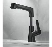Pull Out Basin tap,liftable,Single with extendable 2 Functions Sprayer,360°rotatable Bathroom Sink Mixer Faucet,Single Lever hot and Cold Mixer,Black