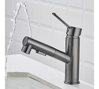Pull Out Bathroom Faucet,Brass,Three Water Flow Modes Brass Single Handle,Basin Mixer tap hot and Cold Water Sink taps, Basin taps Mixers Bathroom Sink, Gray