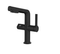 Pull Out Bathroom Faucet, Lifting Basin Sink Mixer Tap with LCD Display, Brass Core G1/2 Inlet,Safe and Reliable(A.Black)