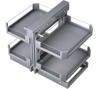 Pull Out Blind Corner Cabinet - 2 Tier 4 Shelves Chrome - Ideal for Kitchen & Bathroom - Fits 12.2" 14.1" 16.1" Openings - Toughened Tray