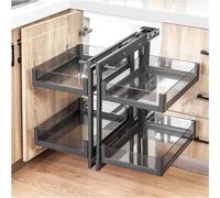 Pull-Out Blind Corner Cabinet with 4 Storage Baskets Extendable Kitchen Shelf Rack for Easy Access and Maximized Space in Home Cabinets
