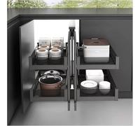 Pull-Out Blind Corner- Extendable Kitchen Cabinet Storage Shelf with 4 Baskets for Optimal Space Utilization and Easy Access