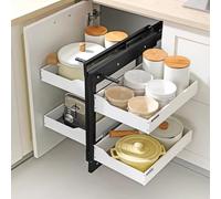 Pull Out Blind Corner Shelf Organizer,4 Basket Kitchen Cabinet Storage with Soft Close,Load 20kg,Left or Right Hand Install, Maximize Corner Cabinet Space