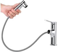 Pull-Out Brass Kitchen Mixer tap with 3 Spray Patterns for hot and Cold Water, Ceramic Valve, Electro-Silver Plated Surface, for use in households and Bars.