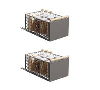 Pull Out Cabinet Organiser, 2PCS pull out kitchen storage Foldable, 23.5*19.5*39.5~56.5cm, Kitchen Cupboard Organiser with Handle, Adjustable Drawers, Slide Out Drawers for Kitchen Cabinets, Grey
