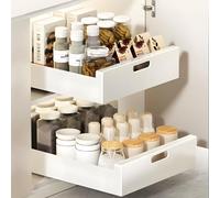 Pull Out Cabinet Organiser,9.84x16.93x2.36in Multifunctional Carbon Steel Slide Out Drawers for No Need Drill and Nailing Kitchen Cabinet Bathroom Organizer Pantry 1PC