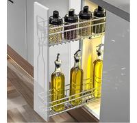Pull Out Cabinet Organizer, 2 Tier Iron Storage Rack with Slide, Narrow Kitchen Drawers for Efficient Cabinet Organization