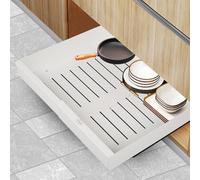 Pull out Cabinet Organizer,Slide Out Drawer Shelves for Kitchen Cupboard,Extendable Slide Out Drawer Storage,Roll-Out Sliding Drawer Shelf,No Need Drill and Nailing 30-50CM W x 43CM D x 7CM H (White)