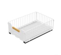 Pull Out Cabinet Organizer Sliding Basket, Kitchen Storage Drawer Extendable Shelf with Smooth Glide Rails, Extendable Sliding Slide Out Pantry Shelves Storage for Kitchen Cabinets Under Sink(White)