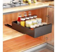 Pull Out Cabinet Peel & Stick Slide Out Drawers for Kitchen Bathroom & Wardrobe Adjustable Pull Out Shelf Space Saving Black Drawer 30x43x9CM