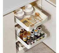 Pull Out Cabinet- Sliding Drawer Storage Shelves for Kitchen Cupboard Easy Install No Drill Roll-Out Storage Tray for Efficient Kitchen nization (S)