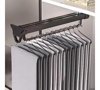 Pull Out Closet Rod, Bearing 45kg Extendable Clothes Hanger, Aluminum Alloy Retractable Clothes Rail, Damping Track Sliding Extendable Pants Rack, Retractable Closet Pull Out Rod (Color : Black, Siz