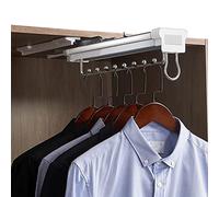 Pull Out Closet Rod, Extendable Clothes Rail For Pants Coat With Damper, Steel Sliding Pull Out Trousers Rack Wardrobe Pants Hanger Organizer, White,45.6cm/18inch