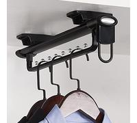 Pull-Out Closet Valet Rod, Extendable Wardrobe Top Mount Clothes Hanger with Ball Bearing Slide, Adjustable Hanging Rail Hanger Rack Bar for Coats and Pants