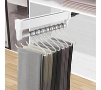Pull Out Clothes Rail, Adjustable Pull Out Hanger Rail Rod for Wardrobe Trousers Clothing Storage, Space Saving, Load 25kg (White 447mm)