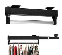 Pull Out Clothes Rail, Adjustable Telescopic Hanger Rail with a Load Capacity of 25 kg, Cold-Rolled Steel wardrobe rail, Suitable for Storing Trousers and Jackets, Space Saving, (Black 30cm)