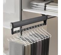 Pull Out Clothes Rail for Wardrobe, Aluminum Alloy Extendable Wardrobe Rail Sliding Telescopic Clothes Hanger Organizer Rack Space Saving for Closet (Grey, 542 mm)